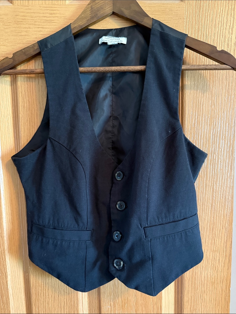 American Eagle Outfitters Maddie and Kenzie Black Satin-Lined Vest